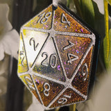 Glow in the Dark Handmade Resin D20 Galaxy Shimmer Polyhedral Gaming Dice TTRPG Ornament