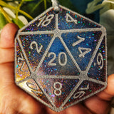 Glow in the Dark Handmade Resin D20 Galaxy Shimmer Polyhedral Gaming Dice TTRPG Ornament