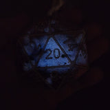 Glow in the Dark Handmade Resin D20 Galaxy Shimmer Polyhedral Gaming Dice TTRPG Ornament