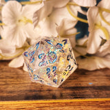 'Alicorn Wings' Handmade Resin Rainbow Mylar Handpainted Fantasy TTRPG 30MM Polyhedral Gaming Dice D20 Chonk
