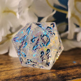 'Alicorn Wings' Handmade Resin Rainbow Mylar Handpainted Fantasy TTRPG 30MM Polyhedral Gaming Dice D20 Chonk
