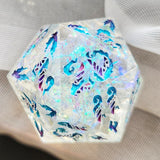 'Alicorn Wings' Handmade Resin Rainbow Mylar Handpainted Fantasy TTRPG 30MM Polyhedral Gaming Dice D20 Chonk