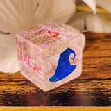 'I Put a Spell On You' Witch Hat Shimmery Holographic Handmade Resin D6 Gaming Dice