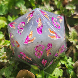 'Glowing Galaxies' Glow in the Dark Handmade Resin Handpainted Fantasy TTRPG 30MM Polyhedral Gaming Dice D20 Chonk