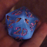 'Glowing Galaxies' Glow in the Dark Handmade Resin Handpainted Fantasy TTRPG 30MM Polyhedral Gaming Dice D20 Chonk