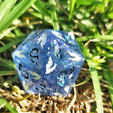 ‘Beryl’s Wings’ Colorshifting Blue Purple Handmade Resin Fae Fire TTRPG 30MM Polyhedral Gaming Dice Chonk