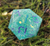 'Lavendar Mint' Chunky Colorshifting Glitter 30mm D20 Dice
