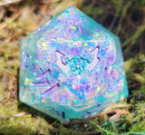 'Lavendar Mint' Chunky Colorshifting Glitter 30mm D20 Dice