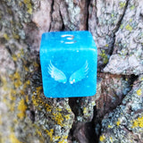 Dorian Critical Role OC Inspired Blue Opalescent Handmade Resin Individual D6 Gaming Dice TTRPG
