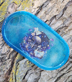 'Galaxy Mushrooms' Glow in the Dark Handmade Resin Shimmery Galaxy Mushroom Dice Rolling Tray