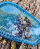 'Galaxy Mushrooms' Glow in the Dark Handmade Resin Shimmery Galaxy Mushroom Dice Rolling Tray
