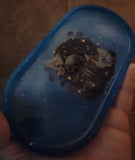 'Galaxy Mushrooms' Glow in the Dark Handmade Resin Shimmery Galaxy Mushroom Dice Rolling Tray