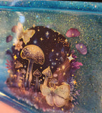 'Galaxy Mushrooms' Glow in the Dark Handmade Resin Shimmery Galaxy Mushroom Dice Rolling Tray