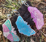 Glow in the Dark Handmade Resin Witchy Cottagecore Moth Keychain