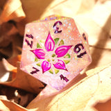 'Death Becomes Her' Colorshifting Shimmery Pink Toxic Spring Skull Style Handmade Resin 30mm Polyhedral Gaming Dice Chonk
