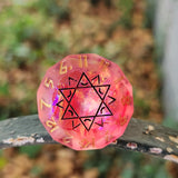 'Through the Fire' Zodiac Diamond Handmade Resin Mylar D12 w/ Zodiac Symbols TTRPG Polyhedral Gaming Dice