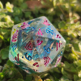 'The Guardian' Handpainted Tentacle Handmade Resin TTRPG 30mm Polyhedral Gaming Dice D20 Chonk OOAK