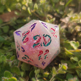 'Caduceus' Glow in the Dark Critical Role InspiredHandmade Resin Colorshifting Flake 30mm D20 Chonky Boi Polyhedral Gaming Dice TTRPG