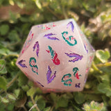 'Caduceus' Glow in the Dark Critical Role InspiredHandmade Resin Colorshifting Flake 30mm D20 Chonky Boi Polyhedral Gaming Dice TTRPG