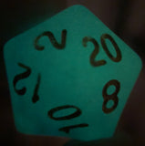 Fjord Inspired Green Glow in the Dark Handmade D20 Dice