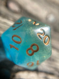 Fjord Inspired Green Glow in the Dark Handmade D20 Dice