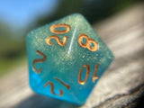Fjord Inspired Green Glow in the Dark Handmade D20 Dice