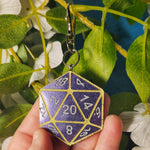 'Nat20' Purple Colorshifting Handmade Resin Flatback D20 TTRPG Polyhedral Gaming Dice Keychain