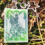 'The Tower' Glow in the Dark Opalescent Colorshifting Handmade Resin Tarot Card Keychain