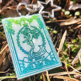 'The World' Glow in the Dark Opalescent Colorshifting Handmade Resin Tarot Card Keychain