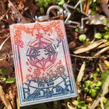 'The Sun' Glow in the Dark Opalescent Colorshifting Handmade Resin Tarot Card Keychain