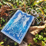'The High Priestess' Glow in the Dark Opalescent Colorshifting Handmade Resin Tarot Card Keychain