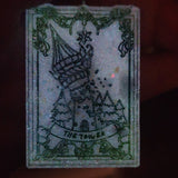 'The Tower' Glow in the Dark Opalescent Colorshifting Handmade Resin Tarot Card Keychain