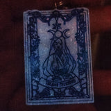 'The High Priestess' Glow in the Dark Opalescent Colorshifting Handmade Resin Tarot Card Keychain