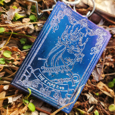 'The Emperor' Handmade Resin Colorshifting Tarot Card Keychain