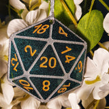 Deep Vibrant Green Variant Colorshifting Shimmery OOAK Handmade Resin D20 Polyhedral Gaming Dice TTRPG Handpainted Ornament