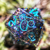 'FAE-nxiety' Sharp Edge Critter Image Colorshifting Handmade Resin TTRPG Polyhedral Gaming D20 Dice