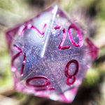 'Cranberry Galaxies’ Sharp Edge Colorshifting Handmade Resin with Liquid Core TTRPG Polyhedral Gaming D20 Dice