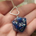 'Little Blue Tiefling' Jester Inspired Handmade Resin Colorshifting Chunky Glitter Pendant Necklace