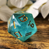 Fjord Stone Inspired Glow in the Dark Sharp Edge Handmade Resin TTRPG Polyhedral Gaming Dice D20