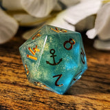 Fjord Stone Inspired Glow in the Dark Sharp Edge Handmade Resin TTRPG Polyhedral Gaming Dice D20