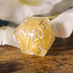 'All That Glitters’ Sharp Edge Colorshifting Handmade Resin with Gold Colorshifting Liquid Core TTRPG Polyhedral Gaming D20 Dice