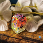'Beyond the Grave' Skull Handmade Resin Chunky Glitter Handpainted Alternative Shaped D4 Polyhedral Gaming Dice