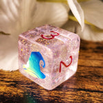'I Put a Spell On You' Witch Hat Shimmery Holographic Handmade Resin D6 Gaming Dice