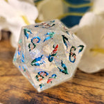 'Pretty Bird' Handmade Resin Shimmery Bright Handpainted Fantasy TTRPG 30MM Polyhedral Gaming Dice D20 Chonk