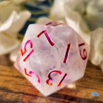 'Dream a Little Dream of Me' Handpainted Drago Head Glow in the Dark Flourescent Numbered Insert Handmade Resin TTRPG 30mm Polyhedral Gaming Dice D20 Chonk OOAK