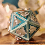 'In All My Dreams I Drown’ Liquid Core Glow in the Dark Handmade Resin 30mm D20 Polyhedral Gaming Dice Chonk