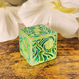 'Making Waves' Shimmery Mosaic Style Handpainted Handmade Resin Pipped D6 Gaming Dice