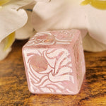 'Making Waves' Pink Handpainted Handmade Resin Pipped Oversized D6 Polyhedral Gaming Dice