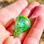 'Beyond the Grave' Lichen Iridescent Handmade Resin Yellow & Green Handpainted Alternative Shaped D6 Polyhedral Gaming Dice