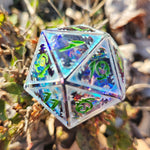 ‘Uk’otoa' Handmade Resin Mylar Handpainted Fantasy TTRPG Mimic Inspired 30MM Polyhedral Gaming Dice D20 Chonk